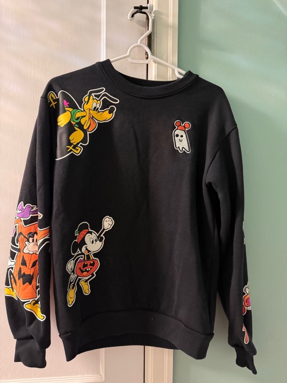 Disney Halloween Sweatshirt w/ Characters & ghost logo on chest